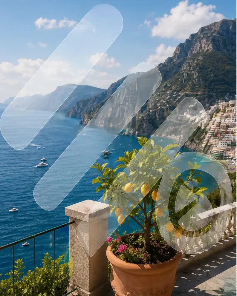 Coast view with see-through watermark shapes across the frame